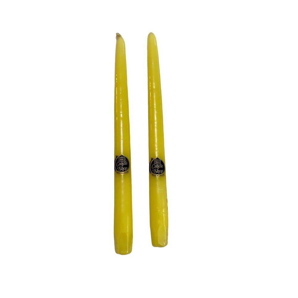 Vintage Sears Candle Shop Yellow 12 In Taper Candles Pair Made In Japan NOS